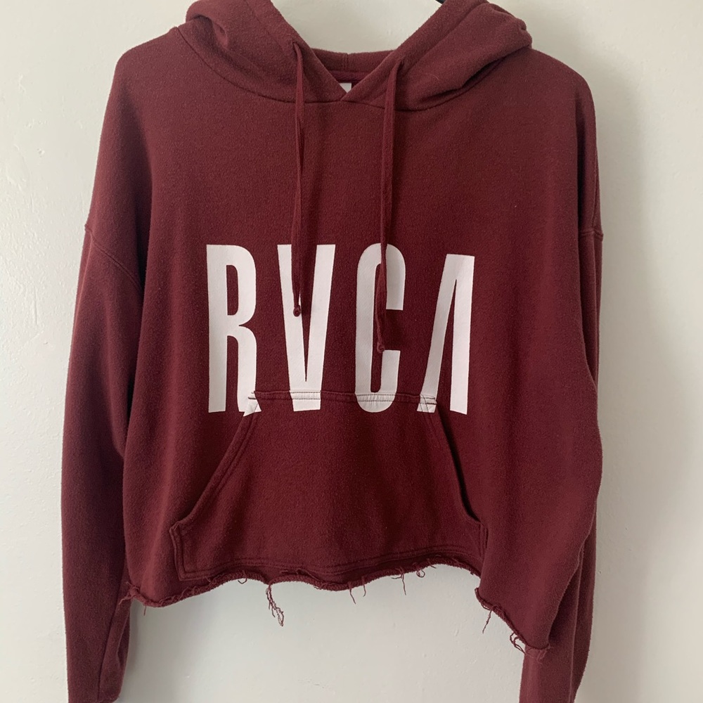 RVCA Cropped Hoodie Sweatshirt Burgundy